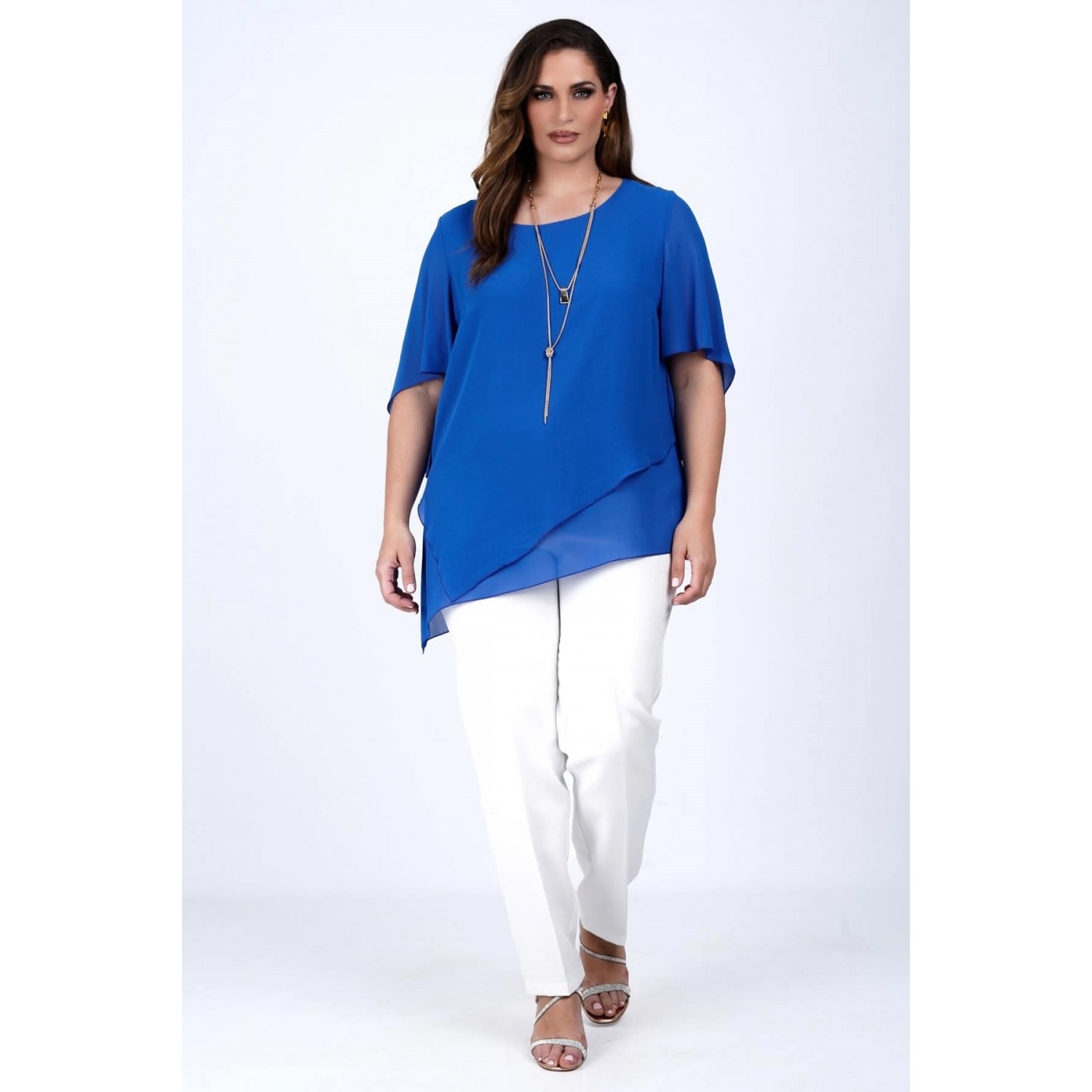 Μπλούζα μουσελίνα  royalblue 1-2419-2