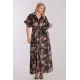 Plus Size Φόρεμα Σατέν Σεμιζιέ Μαύρο Καφέ