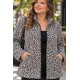 Plus Size Ζακέτα Bouclé με Φερμουάρ Γκρι Μαύρο