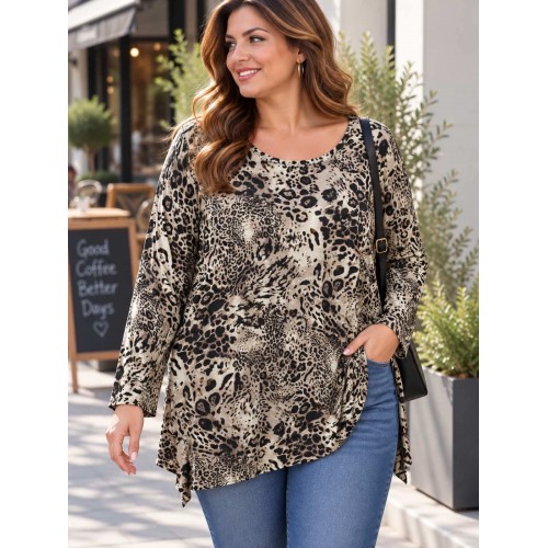 Plus Size Μπλούζα Υπερμέγεθος Leopard