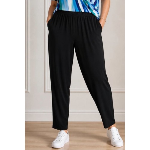 Plus Size Παντελόνι Viscose Μαύρο