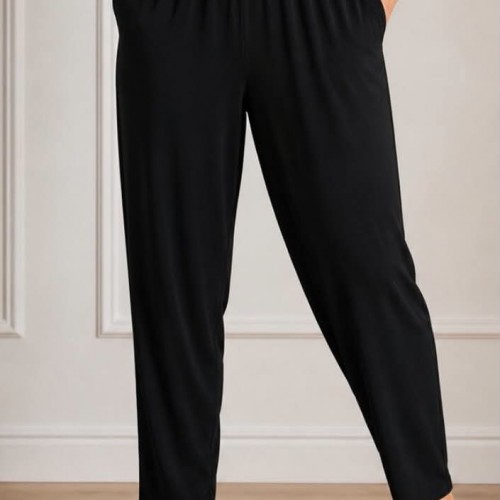 Plus Size Παντελόνι Viscose Μαύρο