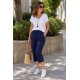 Plus Size Παντελόνι Κάπρι Viscose Μπλε