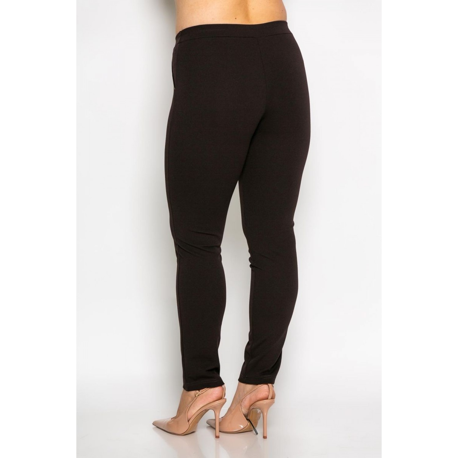 Plus Size Παντελόνι Scuba Crep Ελαστικό Καφέ