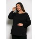 Plus Size Μπλούζα Με Κουμπιά Μαύρο