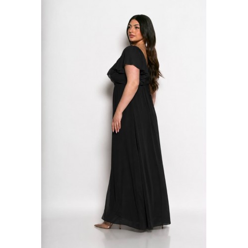 Plus Size Φόρμα Ολόσωμη Με Πέπλο Μαύρο