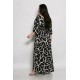 Plus Size Φόρεμα Ελαστικό Μαύρο Εκρού
