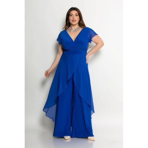 Plus Size Φόρμα Ολόσωμη Κρουαζέ Ρουά