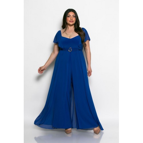 Plus Size Φόρμα Ολόσωμη Με Πέπλο Ρουά