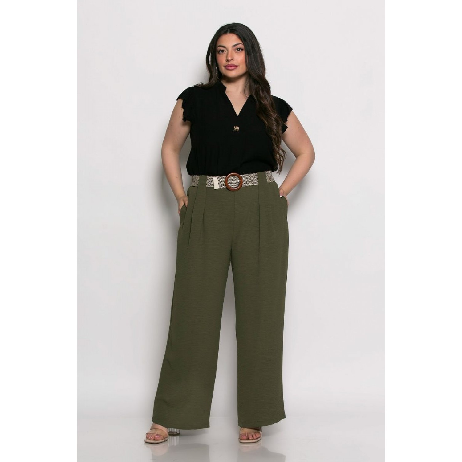 Plus Size Μπλούζα Minimal Detail Μαύρο