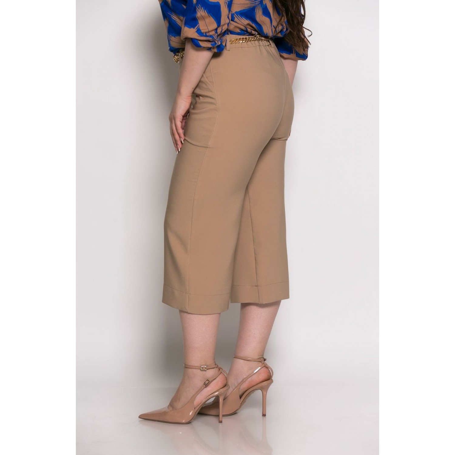 Plus Size Παντελόνι Βερμούδα Μπεζ