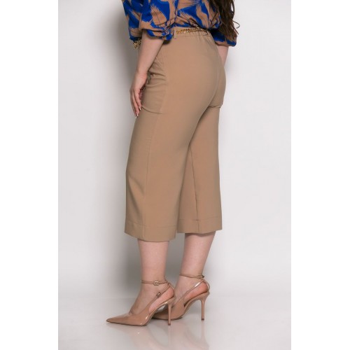 Plus Size Παντελόνι Βερμούδα Μπεζ