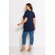 Plus Size Μπλούζα Με Στάμπα Μπλε