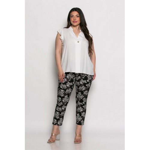 Plus Size Μπλούζα Minimal Detail Εκρού