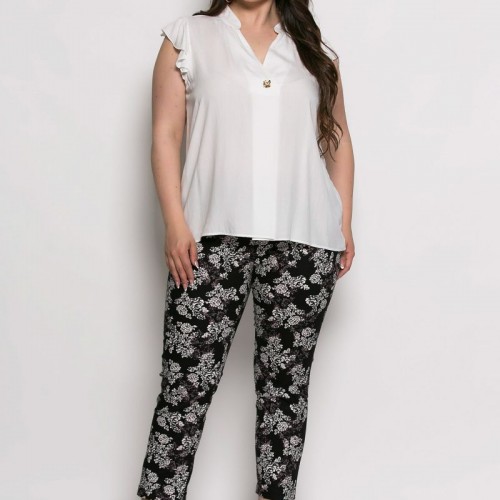 Plus Size Μπλούζα Minimal Detail Εκρού