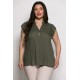 Plus Size Μπλούζα Minimal Detail Χακί