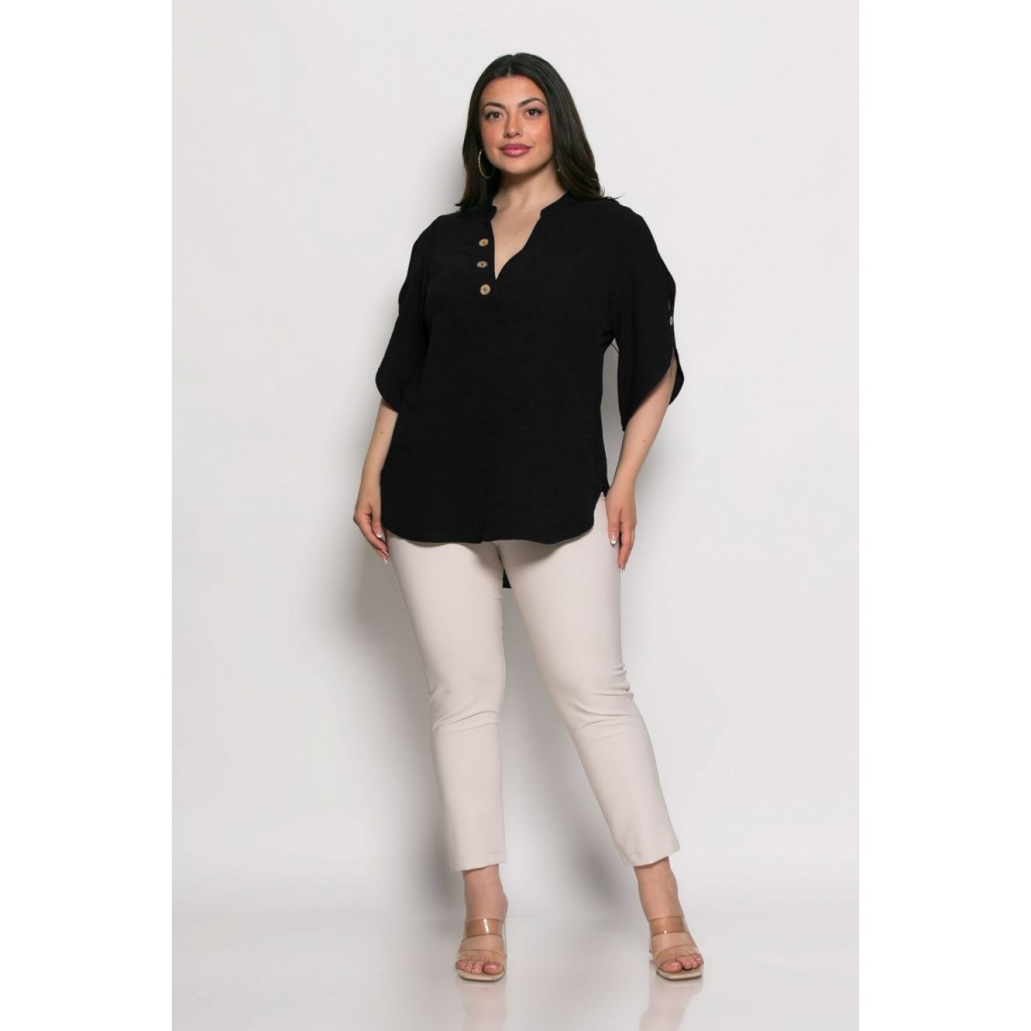 Plus Size Μπλούζα Kalma Μαύρο