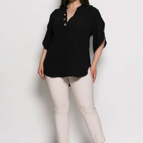 Plus Size Μπλούζα Kalma Μαύρο