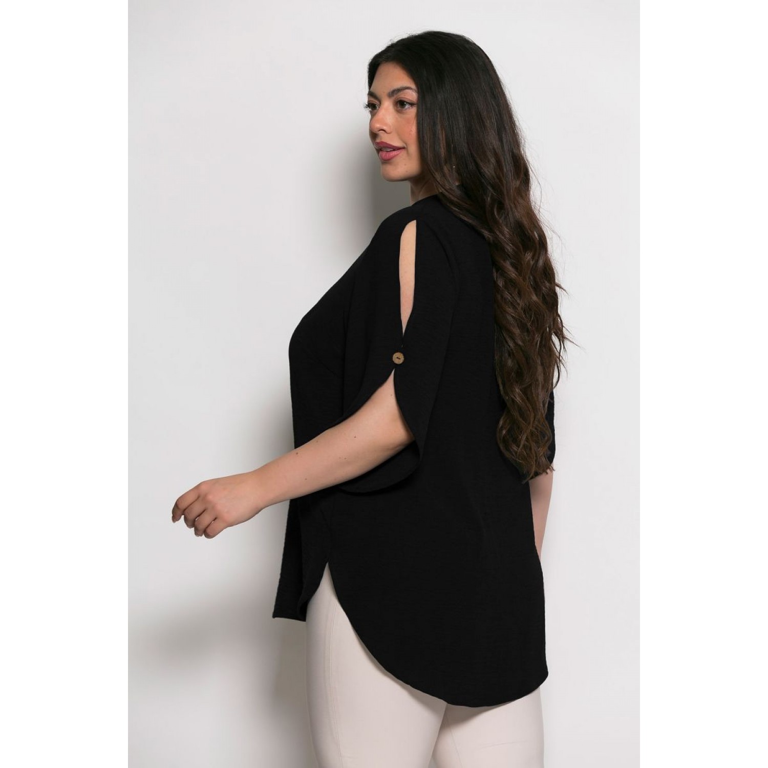 Plus Size Μπλούζα Kalma Μαύρο