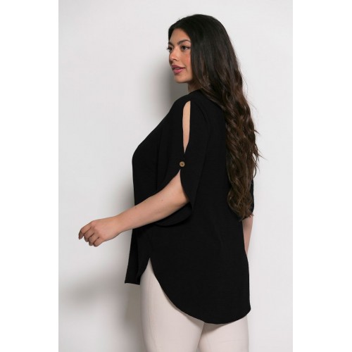 Plus Size Μπλούζα Kalma Μαύρο