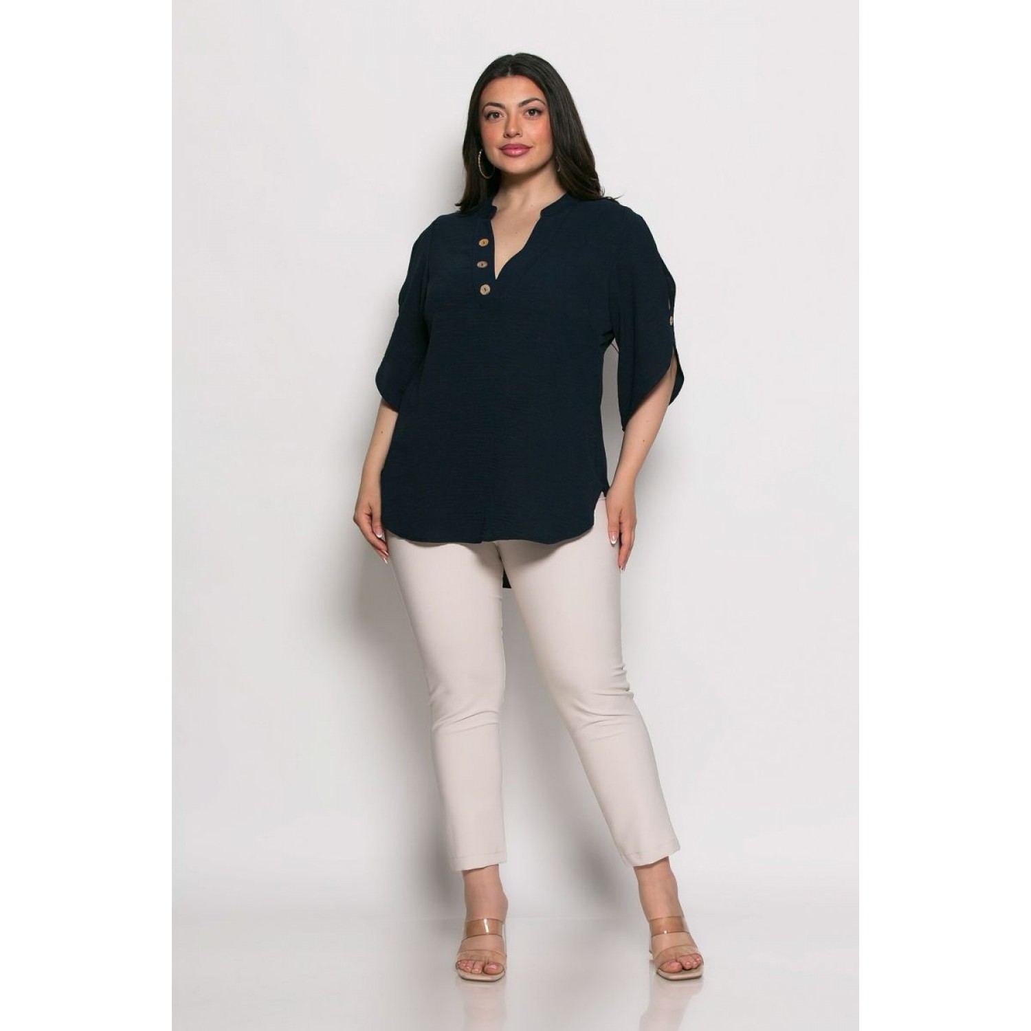 Plus Size Μπλούζα Kalma Μπλε