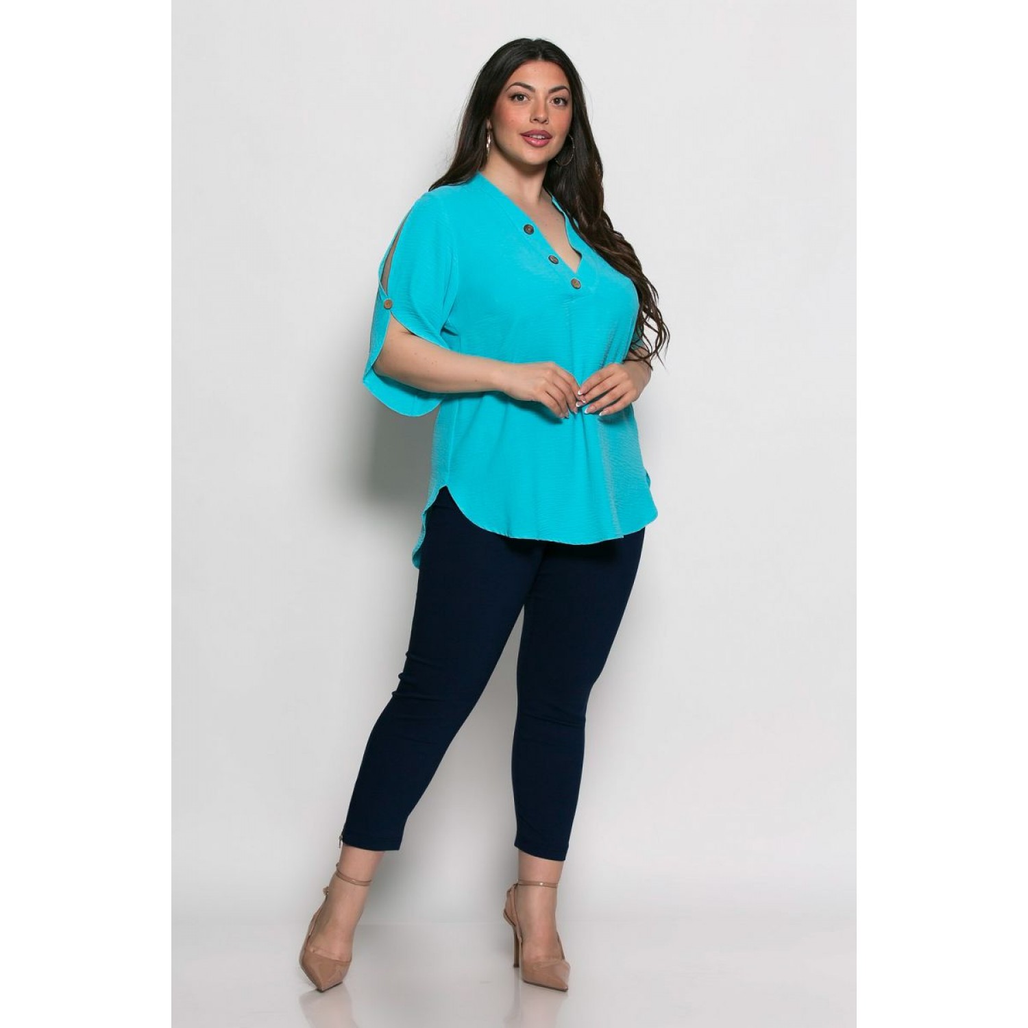 Plus Size Μπλούζα Kalma Γαλάζιο