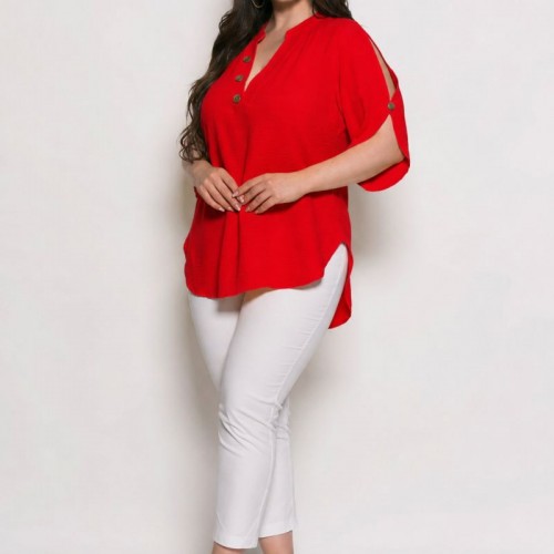 Plus Size Μπλούζα Kalma Κόκκινο