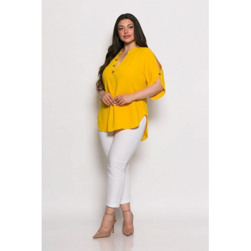Plus Size Μπλούζα Kalma Κίτρινο