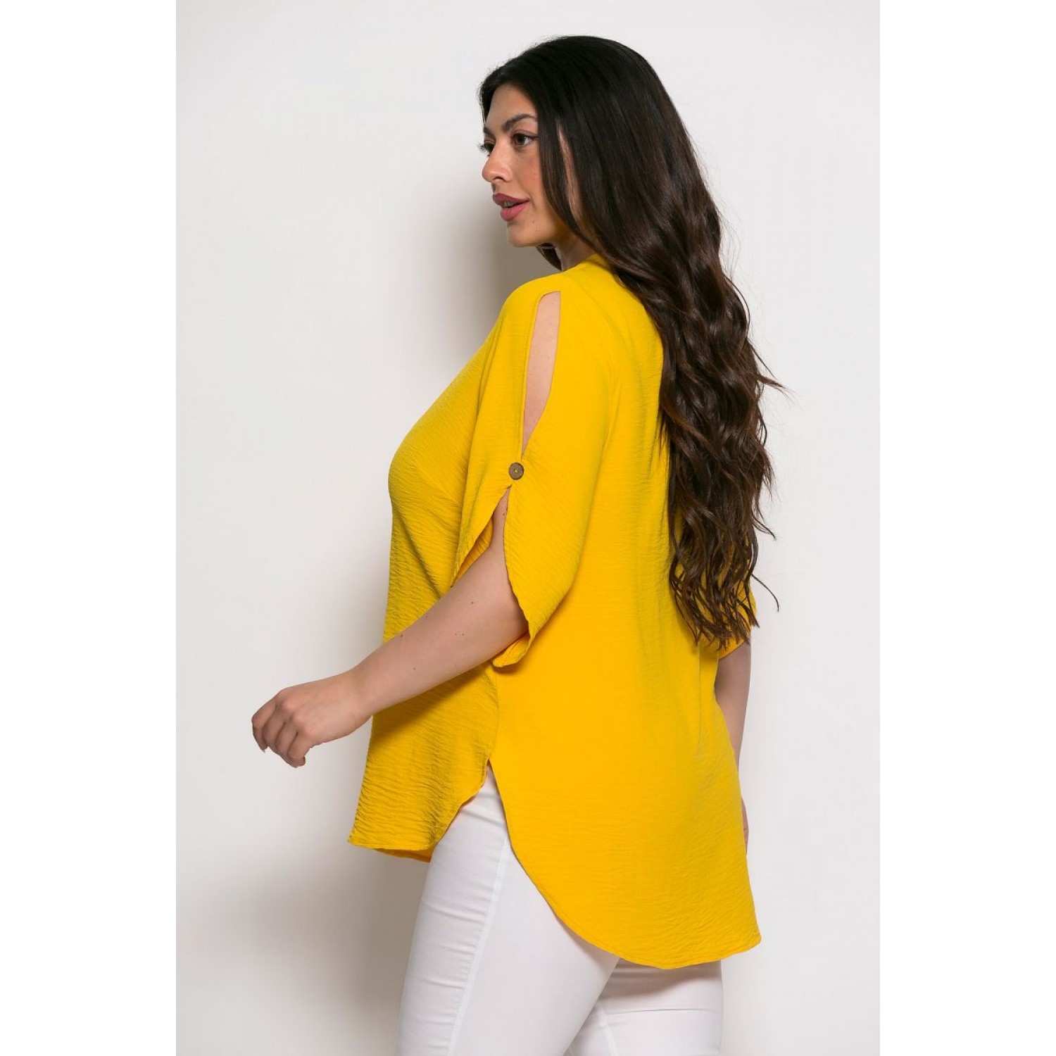 Plus Size Μπλούζα Kalma Κίτρινο