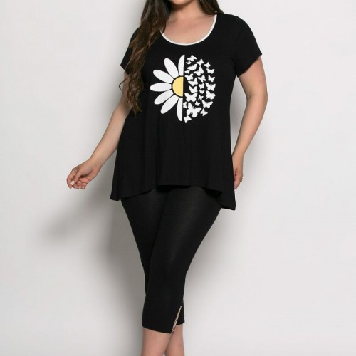 Plus Size Μπλούζα Viscose Ελαστικό Μαύρο