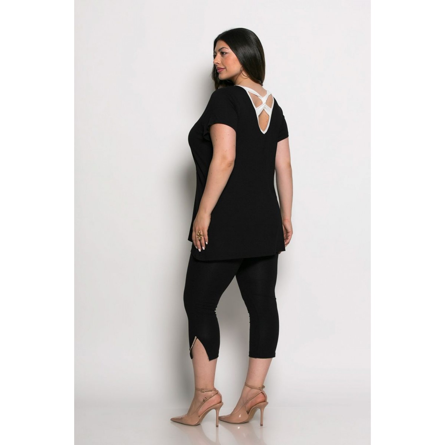 Plus Size Μπλούζα Viscose Ελαστικό Μαύρο