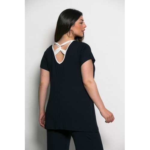Plus Size Μπλούζα Viscose Ελαστικό Μπλε