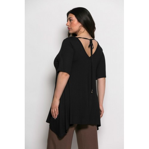 Plus Size Μπλούζα Α Γραμμή Μαύρο