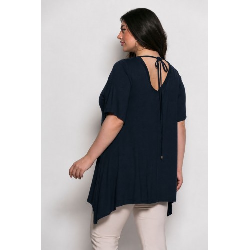 Plus Size Μπλούζα Α Γραμμή Μπλε
