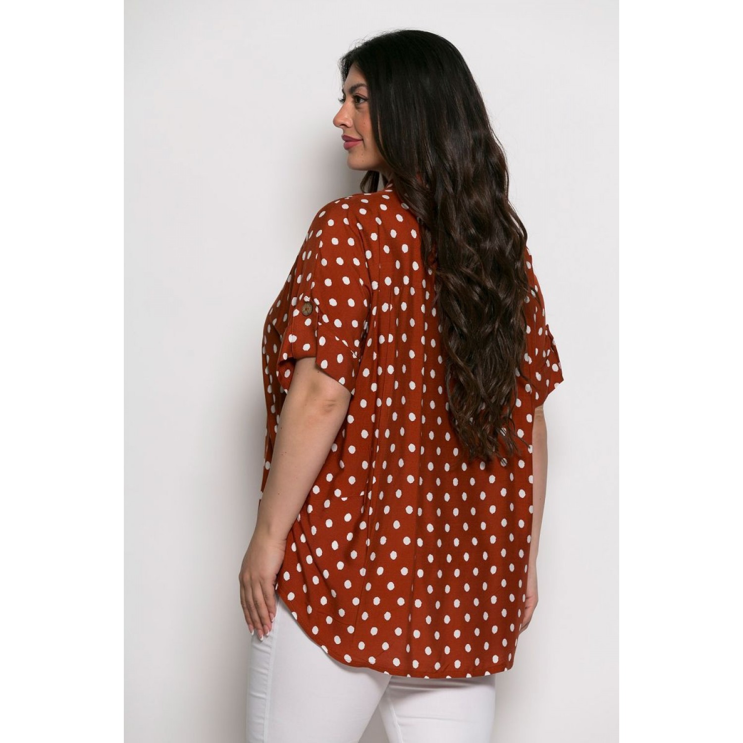 Plus Size Μπλούζα Oversized Εκάι Πουά