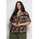 Plus Size Μπλούζα Oversized Καφέ Μαύρο