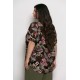 Plus Size Μπλούζα Oversized Καφέ Μαύρο
