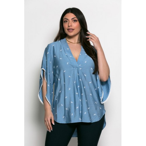 Plus Size Μπλούζα Mythos Σιέλ