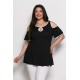 Plus Size Μπλούζα Illusion Μαύρο Εκρού