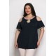 Plus Size Μπλούζα Illusion Μπλε Χρυσό