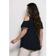 Plus Size Μπλούζα Illusion Μπλε Χρυσό