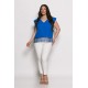 Plus Size Μπλούζα V Με Δαντέλα Ρουά