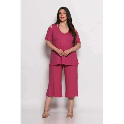 Plus Size Μπλούζα Ριπ Dusty Pink