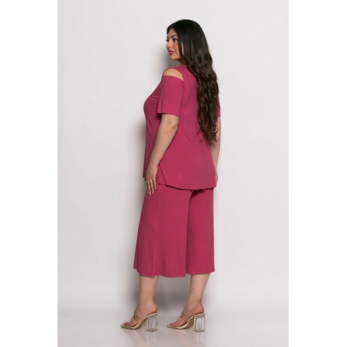 Plus Size Μπλούζα Ριπ Dusty Pink