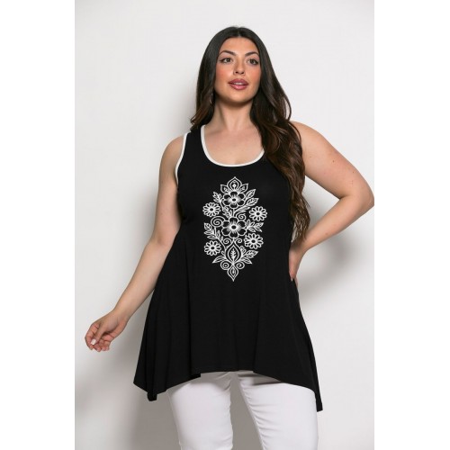 Plus Size Μπλούζα Αμάνικη Μαύρο