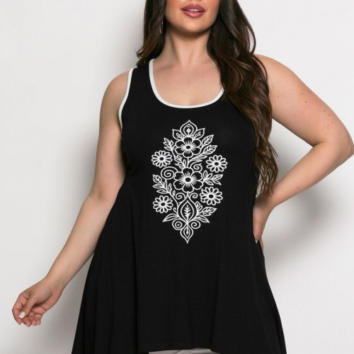 Plus Size Μπλούζα Αμάνικη Μαύρο