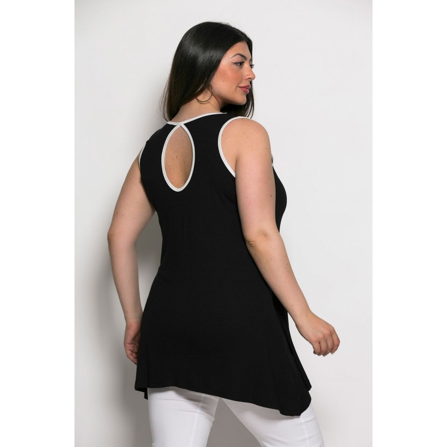 Plus Size Μπλούζα Αμάνικη Μαύρο