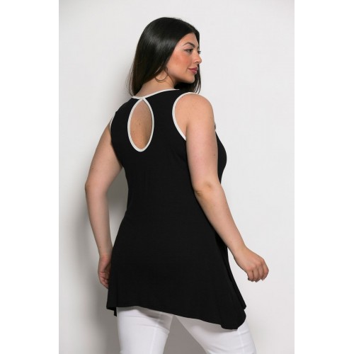 Plus Size Μπλούζα Αμάνικη Μαύρο