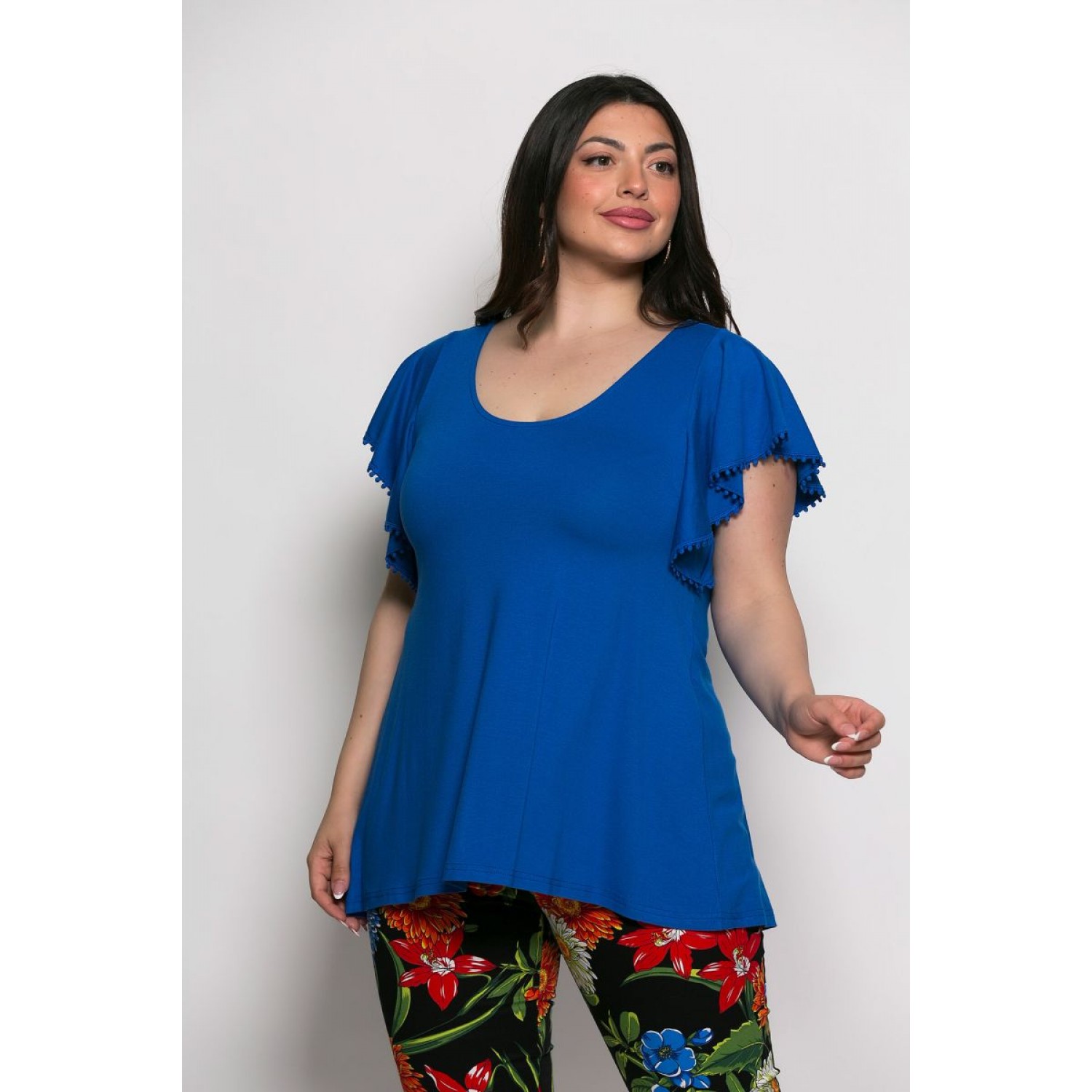 Plus Size Μπλούζα Με Άνοιγμα Πίσω Ρουά