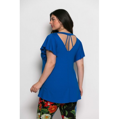 Plus Size Μπλούζα Με Άνοιγμα Πίσω Ρουά